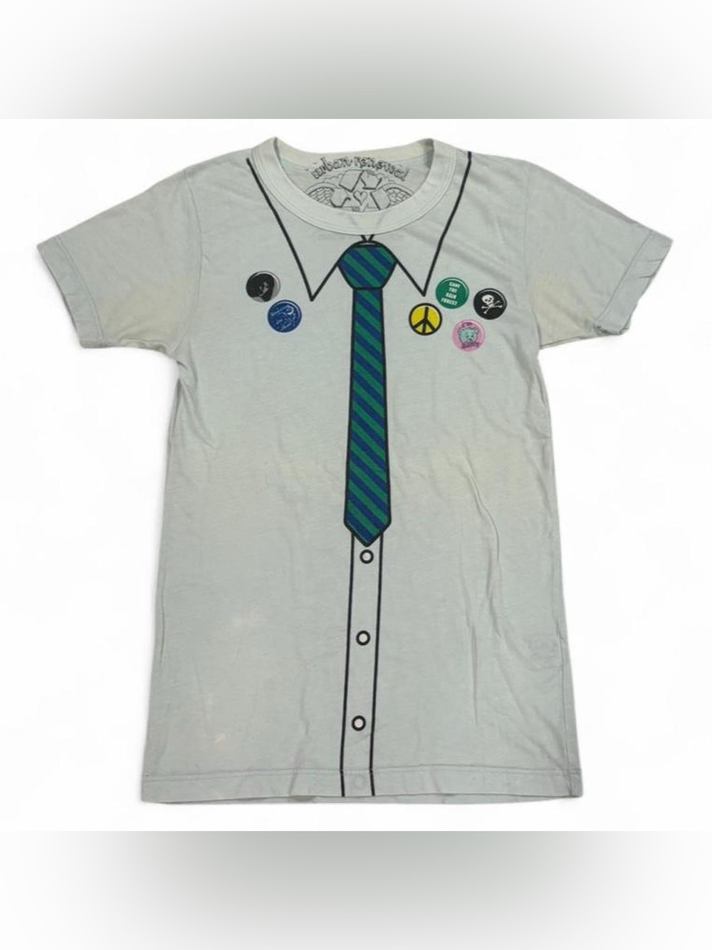 Y2K Urban Renewal Urban Outfitters nerd faux shirt and tie graphic baby tee